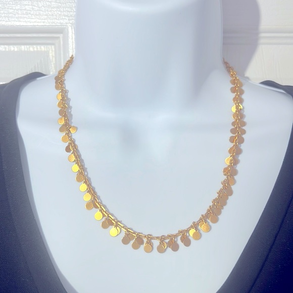 Gold Tone Double Disc Tassel Rolo Chain 19”L Adjustable Necklace, Lord & Taylor - Picture 1 of 3